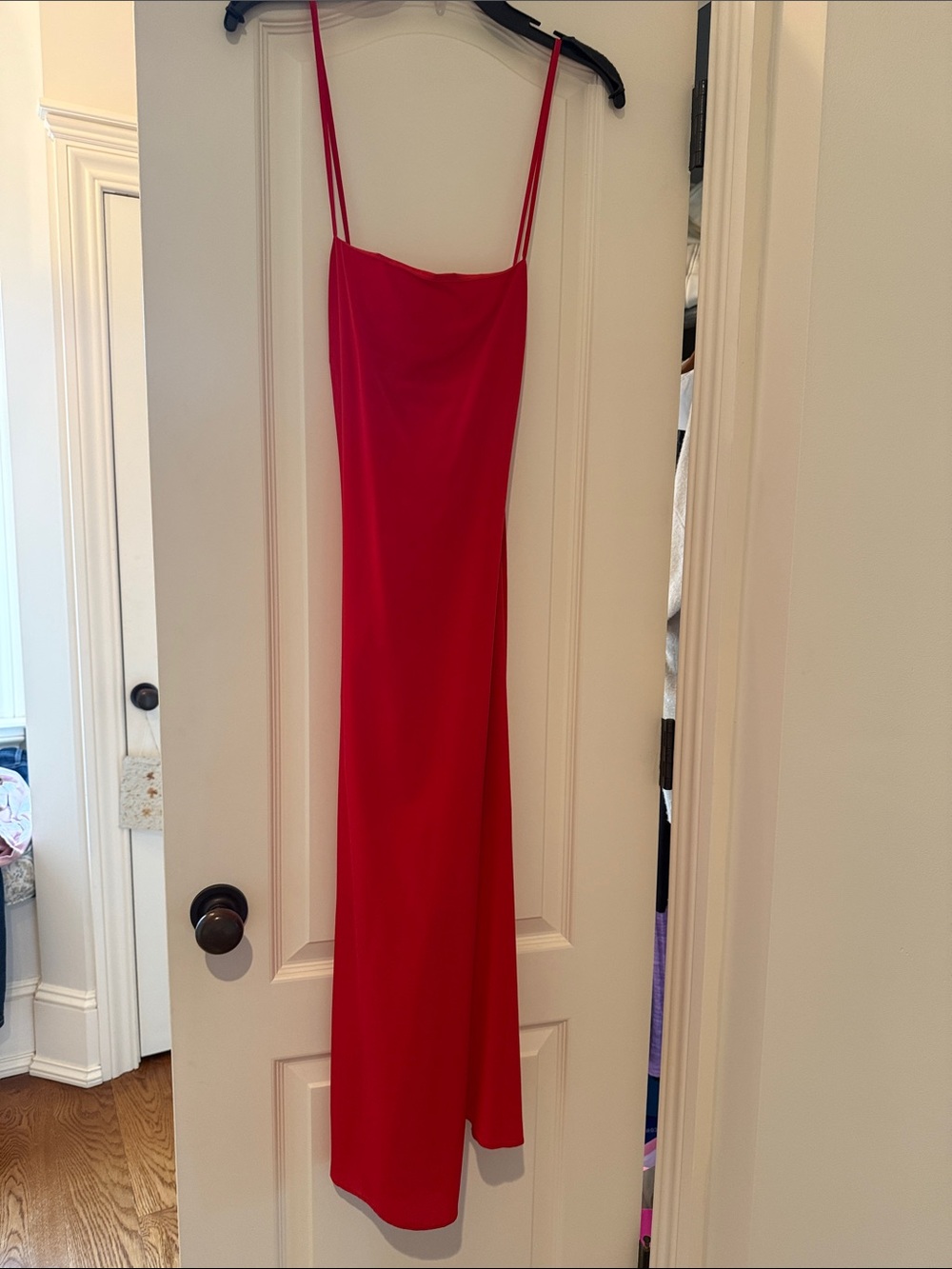 Red Slip Maxi Dress with Spaghetti Straps